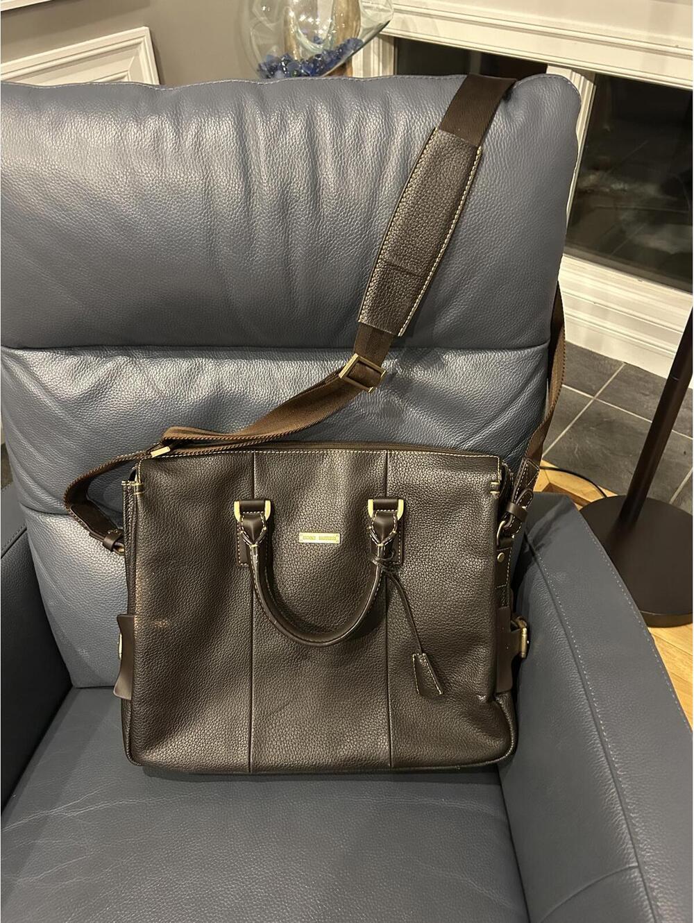 Brooks Brothers Convertible Brown Leather Laptop Bag